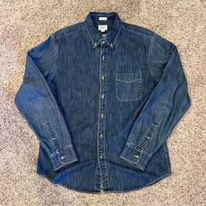 J. Crew Dark Blue Denim Button Down Shirt Slim